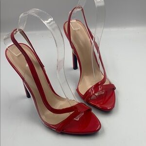 Striking Red High Stiletto Slingback Heels